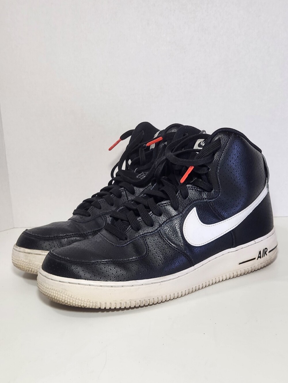 Nike Air Force 1 High Top Men's Us 10 Lace-Up Leather Sneakers Black/White